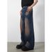 Men's Retro Distressed Washed Jeans High Street Yellow Mud Dyed Floor Length Straight Trousers Loose Fit Casual Preppy Style_mkmklike.com