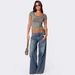 Women's Wide Leg Printed Jeans - Relaxed Fit Vintage Washed Denim Pants For Casual & Office (Dark Blue, S-XL)_mkmklike.com