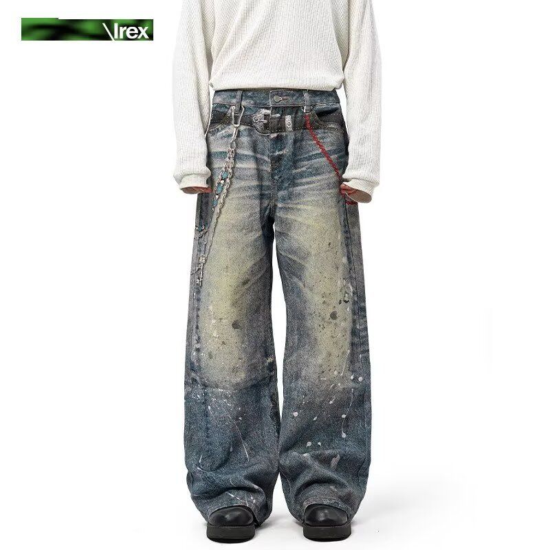 Vintage Washed 3D Blade-Cut Jeans – Oversized Streetwear Denim Pants With Distressed Detailing_mkmklike.com