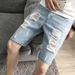 Men's Summer Thin Ripped Denim Shorts Loose Straight Leg Five Point Pants Trendy mid Length New Style_mkmklike.com