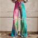 2025 Pocket Version Digital Print Five-Pointed Star Denim Wide-Leg 3D Women's Long Flared Pants_mkmklike.com
