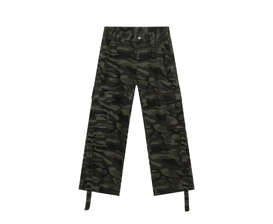 EF JEANS | 2025 Spring New American Ins Camouflage Streamer Large Pocket Straight Loose Denim Trousers_mkmklike.com