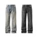 Men's Clothing Distressed Blue Jeans – Vintage Washed Streetwear Pants, High Waist Relaxed Fit, Y2K Baggy Denim For Urban & Skate Style (M-5XL)_mkmklike.com