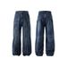 Men's Trendy Brand High Street Loose Fitting Wide Leg Trousers Bamboo Patterned Deconstructed Design Washed Silhouette Jeans_mkmklike.com