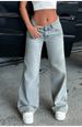 Low-Rise Flared Jeans For Women - Stretchy Wide Leg Denim Pants With High Elasticity (Light Blue)_mkmklike.com