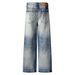 Men's Clothing American High Street Vibe Washed Blue Distressed Cat Whisker Jeans For Men And Women Cleanfit Loose Straight Wide Leg Pants Trend_mkmklike.com