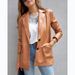 Women's Clothing Street Style Pure Color Casual Fashion Three color Leather Jacket _mkmklike.com