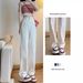 White Narrow Wide-Leg Straight Jeans Autumn Winter New High-Waisted Slimming Petite Draped Floor-Length Pants For Women_mkmklike.com