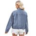 Distressed Denim Jacket With Studs - Punk Rock Streetwear For Women, Loose Fit Casual Spring Fashion, Vintage Washed Blue Coat_mkmklike.com