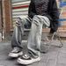 Men's Summer Ripped Straight Leg Jeans Muddy Color Streetwear Brand Stylish Comfortable Denim Jeans_mkmklike.com