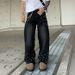 Men's Clothing Unisex Distressed Denim Jeans With Pearl Embellishments – Oversized Straight-Leg Pants (L-XXXL) | Vintage Washed Blue/Black_mkmklike.com