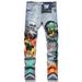 Men Skull Devil Flame Print Jeans Punk Graffiti Painted Stretch Denim Pants Holes Ripped Distressed Slim Straight Trousers_mkmklike.com