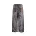 Post-apocalyptic Distressed 3D Digital Print Jeans For Men, Niche Heavy-duty Washed Wide-leg Loose Straight Pants_mkmklike.com