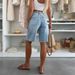 K New Urban Casual Loose Hole Women's Denim Shorts_mkmklike.com