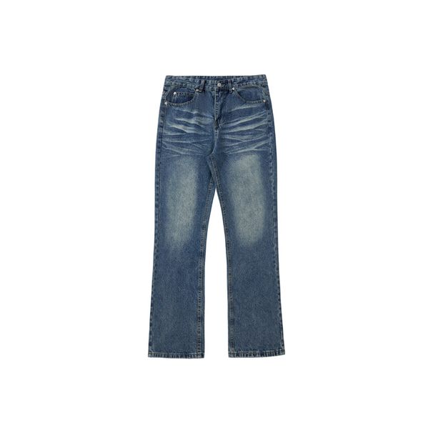 Men's Clothing Men's | American Retro Light Blue Washed Distressed Style Slightly Flared Cleanfit Jeans_mkmklike.com