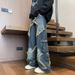 Men's Vintage Star-Embellished Jeans – Distressed Wash | Oversized Cargo Pockets | High Street Wide-Leg Trousers (S-Xxxl)_mkmklike.com
