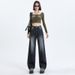 Black And Gray High-waisted Wide-leg Jeans For Women, 2026 Spring-summer New Style, Versatile, Loose, Drapey_mkmklike.com