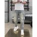 Men's Distressed Embroidered Slim-Fit Jeans – Vintage Washed Denim | Elastic Waist | Relaxed Tapered Streetwear Pants (Blue, M-3xl)_mkmklike.com