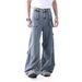 Nostalgic Blue Denim Straight Leg For Men And Women, Spring New Design Sense, Front Pocket, Back Waist, Leather Tag_mkmklike.com
