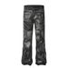 Punk Painted Dirty Jeans For Men With Unique Design, Niche Zipper Decoration, Loose Straight-Leg Trousers, Trendy_mkmklike.com
