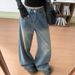 LiLi Apparel Women's Fleece-Lined Starry Galaxy Rhinestone Wide-Leg Jeans 2026 Winter High-Waisted High-End Floor-Length_mkmklike.com