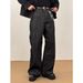 Men's Retro American Snakeskin Raw Denim Selvage Burnout Flared Jeans Straight Leg Trousers Jacquard Patchwork_mkmklike.com