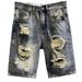 Men's Trendy Ripped Denim Shorts High End Style Five Point mid Length Casual Summer Pants for Teenagers_mkmklike.com