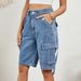 Women's Clothing Washed Personalized Denim Workwear Shorts_mkmklike.com