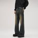 Menswear & Archer0603 & Retro High Street Trendy Brand Vibe American Style Jeans Floor Length Dad Jeans Slightly Flared Loose Pants_mkmklike.com