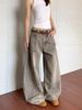 Women's Clothing Retro Splatter Paint Distressed Washed Curved Jeans Women's Regular Fit Denim Spring/Autumn Solid England Style Fashion_mkmklike.com