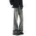 Men's Clothing American High Street Vibe Jacquard Jeans Men's Autumn Trendy Brand Washed Straight Casual Pants Loose And Handsome Flared Pants_mkmklike.com
