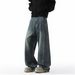 New Men's Patchwork Casual Jeans Trendy And Versatile High Street Style Retro Wide Leg Pants_mkmklike.com