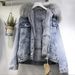 Women's Clothing Large fur collar denim jacket for women short winter Korean new versatile loose plus velvet thickened cotton coat_mkmklike.com