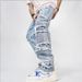 Men's Retro Casual Jeans Loose Fit High Street Wide Leg Pants Mid Waist Cotton Non-Stretch Machine Washable Blue Black_mkmklike.com