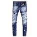 Men's Clothing Men's Trendy Retro High Street Style Ripped And Patched Slim Fit Skinny Jeans Fashion Distressed Washed Paint Style American_mkmklike.com