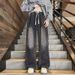 Men's Washed Denim Jeans Straight Leg Loose Fit Casual High Street Retro Pants for Teen Boys_mkmklike.com