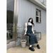 ELLE Frayed Denim Strap For Women, Spring New Vintage Design, Niche Waist-Cinching Mid-Length Dress_mkmklike.com
