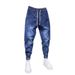 Spring And Autumn Men's Simple Jeans Fashion New Patchwork Versatile Slim Jogger Washed Harem Pants_mkmklike.com