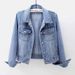 Women's Slim Fit Denim Jacket – Light Blue & Bluish Washed Short Spring/Autumn Cardigan With Single Breasted Design (S-3XL)_mkmklike.com