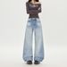 2025 Autumn New Korean Style Fashionable Ripped Wide-Leg Pants For Women, Versatile Loose Slimming Denim Trousers_mkmklike.com
