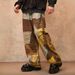 Men's Clothing Men's High Street Style 3D Digital Print Straight Leg Jeans Distressed Patchwork Wide Leg Loose Fit Mud Dyed Pants_mkmklike.com