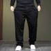Men's Autumn And Winter Pure Black Jeans, Men's Thick And Warm Business Jeans, Plus Fat And Plus Size Jeans_mkmklike.com