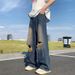 American Retro High Street Washed Distressed Ripped Jeans Men's Loose Straight Leg Wide Leg Pants Unique Oversized Fit_mkmklike.com