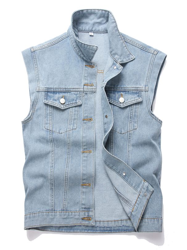 Sleeveless Denim Vest For Women & Men - Vintage Chinese Style Casual Jacket, Slim Fit, Lightweight, Versatile Layering Piece_mkmklike.com