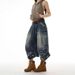 Men's Utility Cargo Denim Shorts Relaxed Fit Multi-Pockets Distressed Wash Mid-Rise Polyester Blend Sizes M-3XL_mkmklike.com