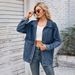 Distressed Denim Jacket Women's Casual Oversized Streetwear Coat With Detachable Hood, Fall Fashion Long Sleeve Loose Fit Washed Blue & Grey_mkmklike.com