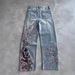 Y2K Vintage Embroidered Wide-Leg Jeans – Unisex Streetwear Denim Pants With Heavyweight Fabric & Hip-Hop Style_mkmklike.com