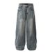 Men's Clothing Spring/Autumn American Retro Washed Men's Vintage Washed Baggy Jeans Straight Leg Loose Fit Casual Denim Pants For Streetwear Fashion_mkmklike.com
