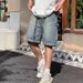 Men's Clothing Workwear Denim Shorts Versatile Washed Frosted Retro Trend Fashion Straight Pants_mkmklike.com