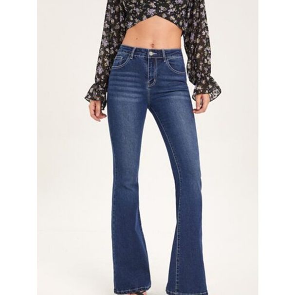 2025 Best-Seller: Women's Blue Flared Jeans, Versatile Slim-Fit Long Horseshoe Denim Pants For Women_mkmklike.com